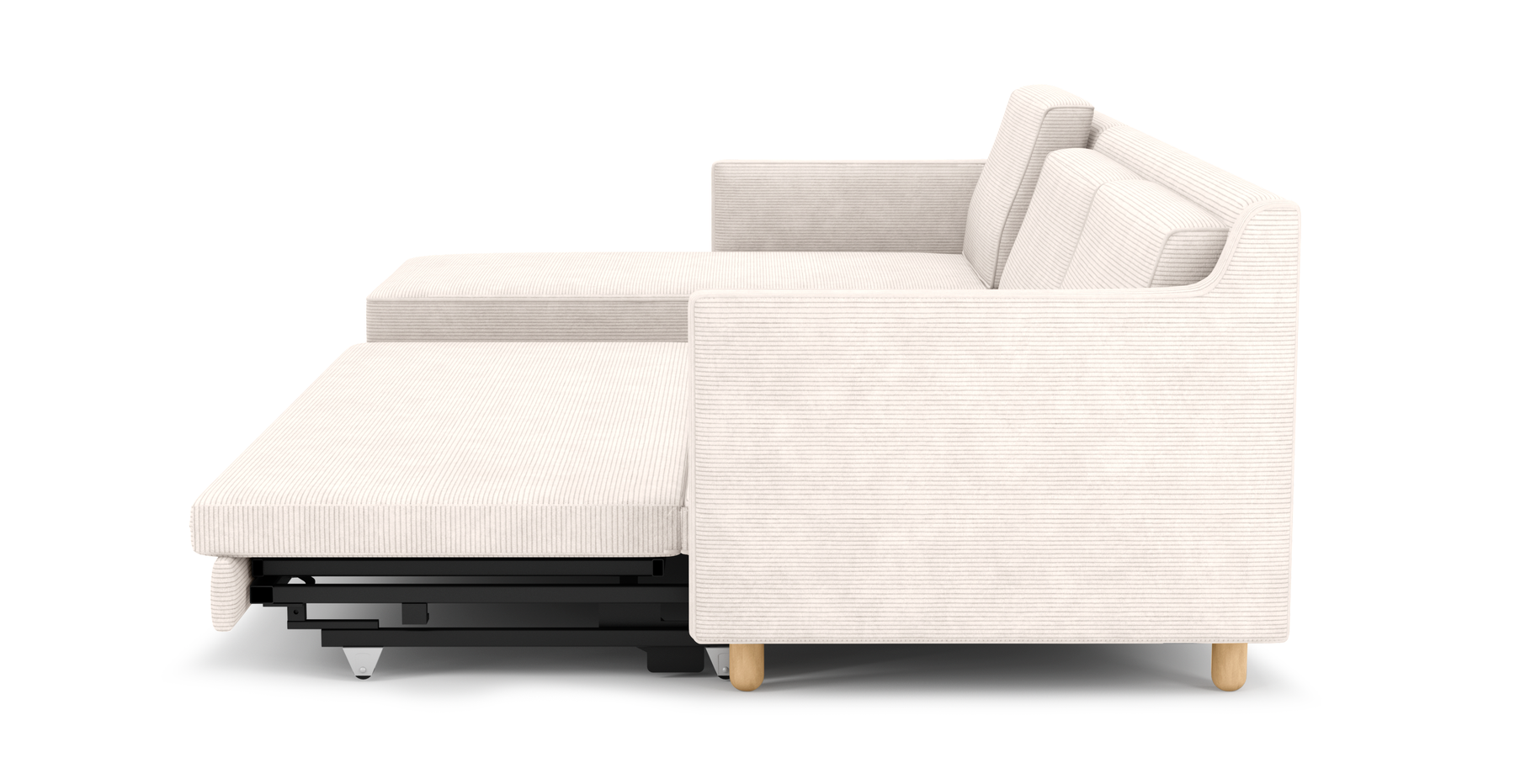 Losa Slim 292 x 166 Yataklı Köşe Silindir Ahşap Ayak - Fitilli Kadife