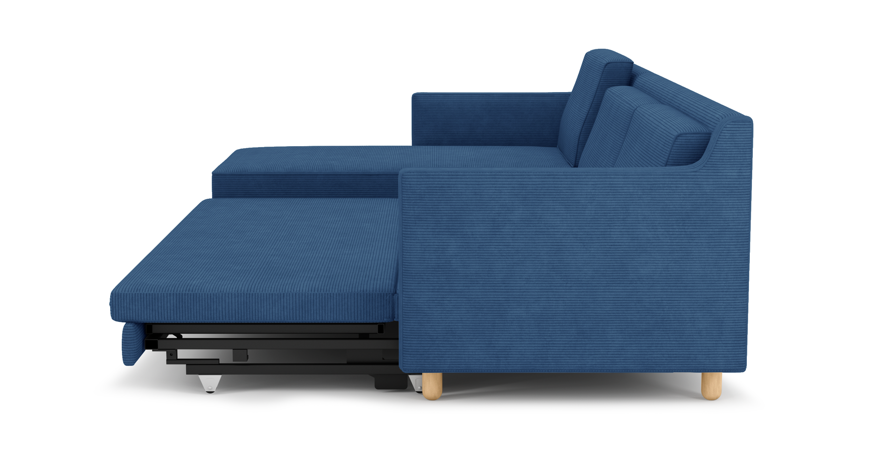 Losa Slim 292 x 166 Yataklı Köşe Silindir Ahşap Ayak - Fitilli Kadife