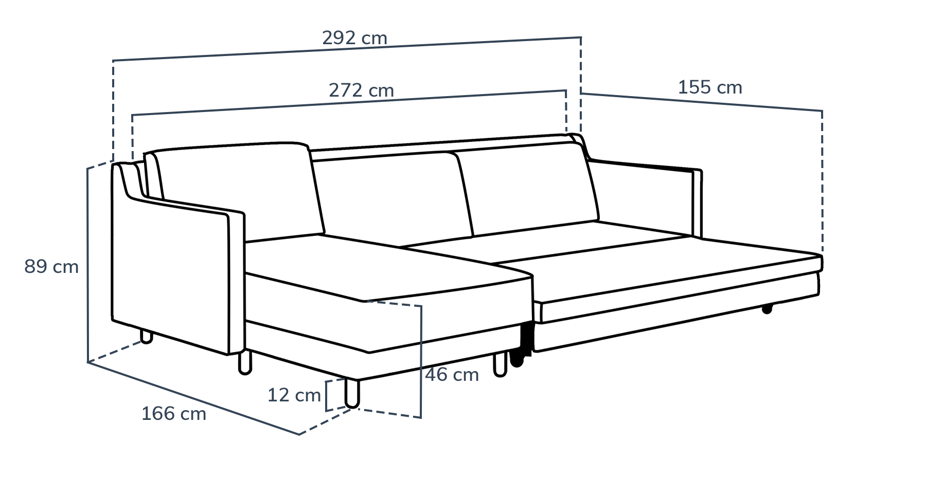 Losa Slim 292 x 166 Yataklı Köşe Silindir Ahşap Ayak - Doğal Doku