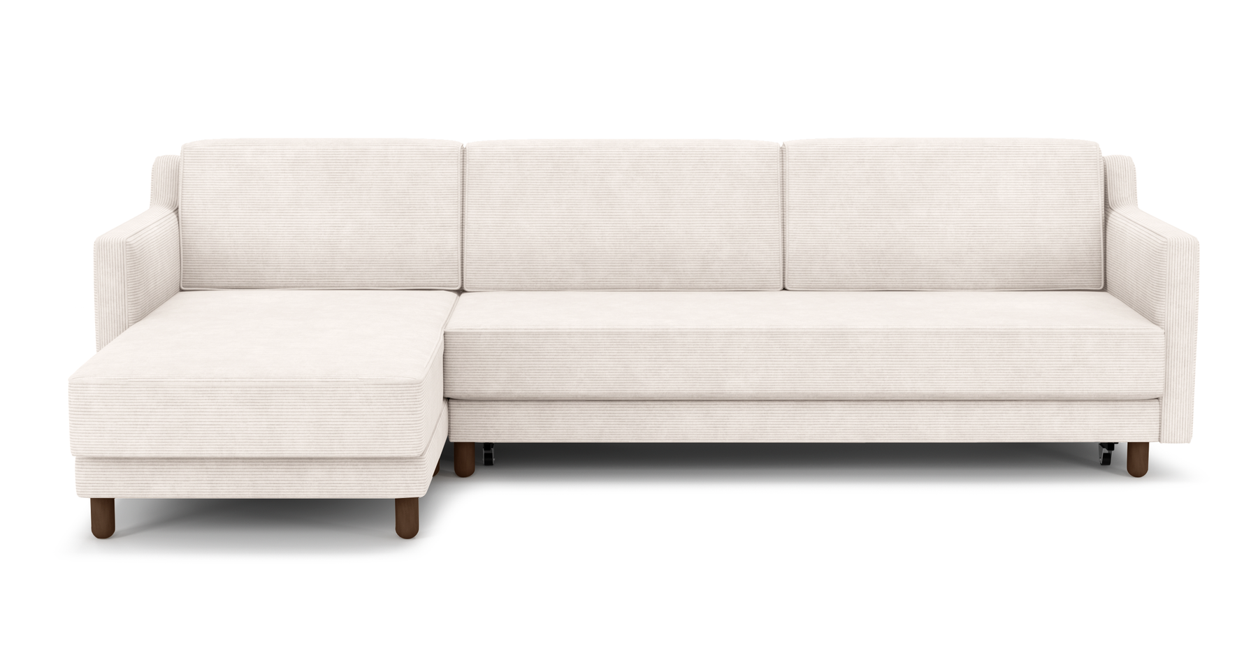 Losa Slim 292 x 166 Yataklı Köşe Silindir Ahşap Ayak - Fitilli Kadife