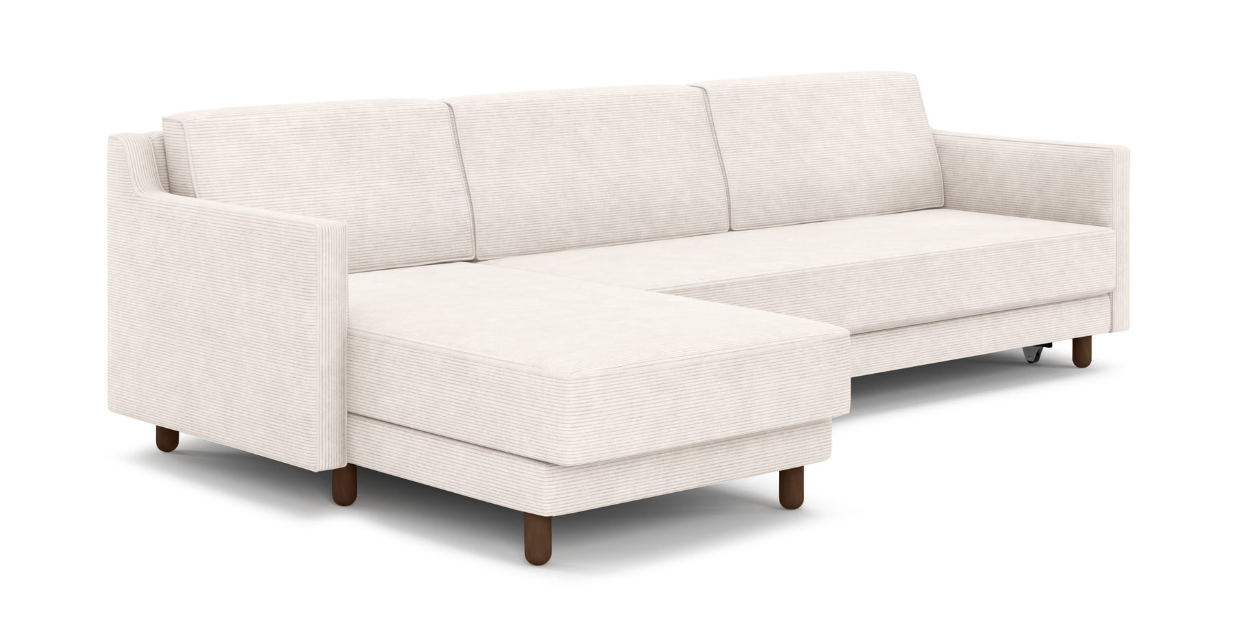 Losa Slim 292 x 166 Yataklı Köşe Silindir Ahşap Ayak - Fitilli Kadife
