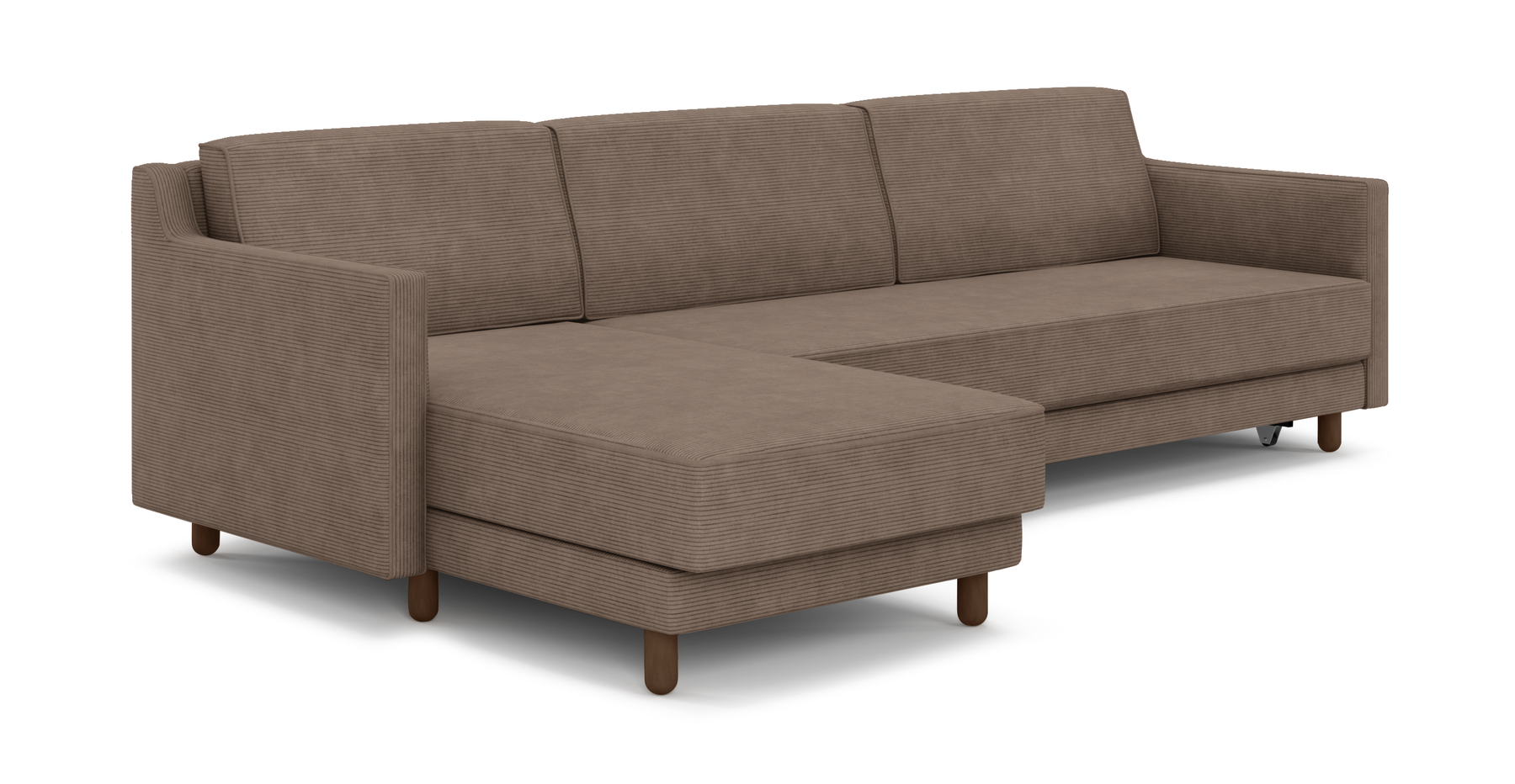 Losa Slim 292 x 166 Yataklı Köşe Silindir Ahşap Ayak - Fitilli Kadife