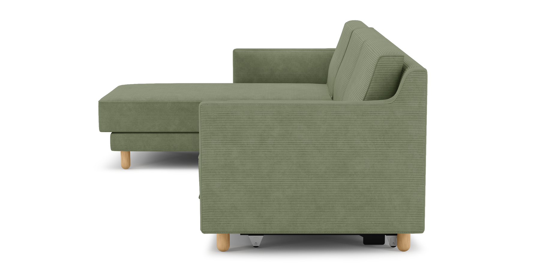 Losa Slim 292 x 166 Yataklı Köşe Silindir Ahşap Ayak - Fitilli Kadife