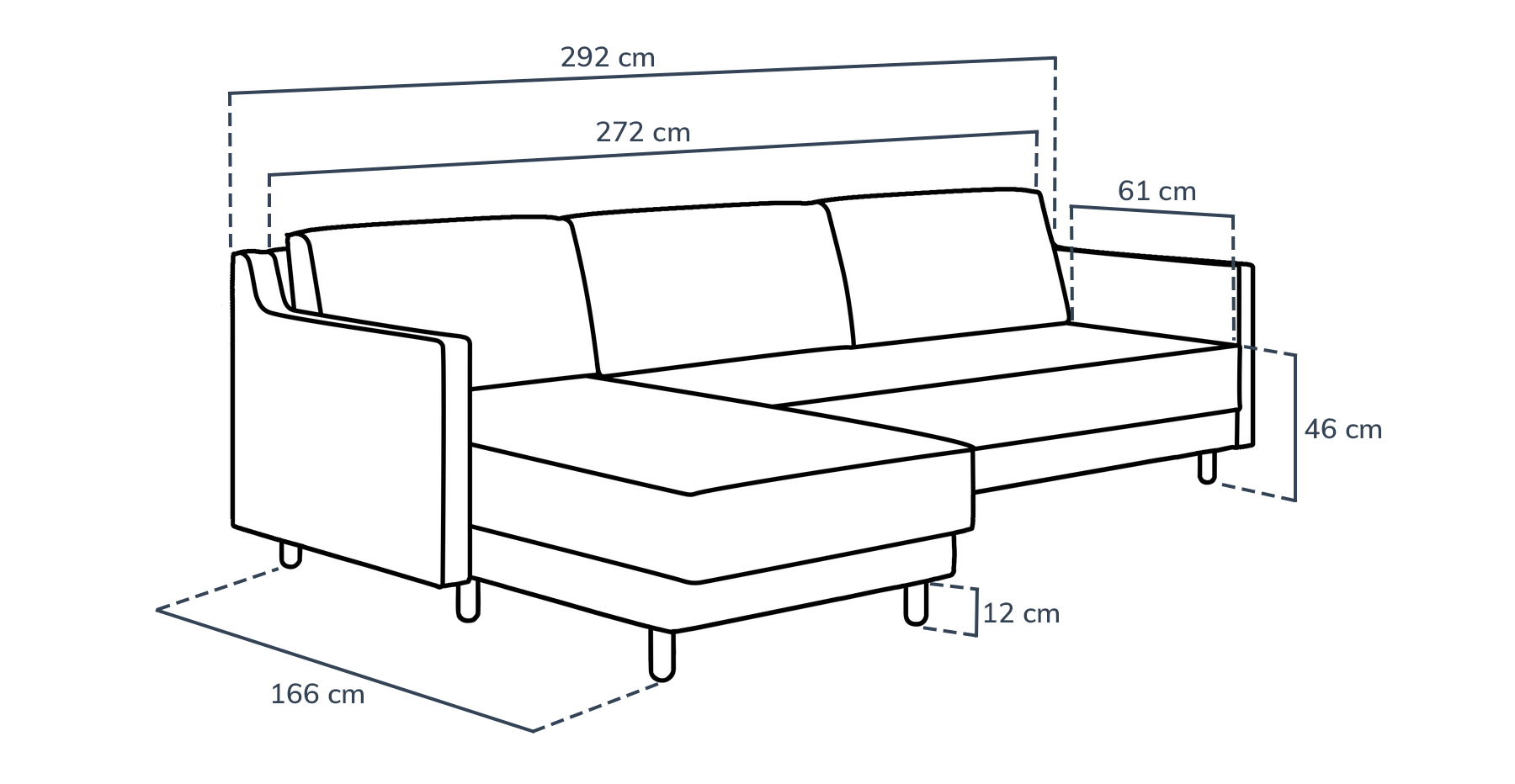 Losa Slim 292 x 166 Yataklı Köşe Silindir Ahşap Ayak - Doğal Doku