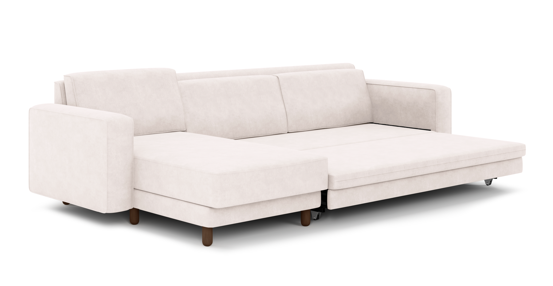 Losa 317 x 166 Yataklı Köşe Silindir Ahşap Ayak - Kadife