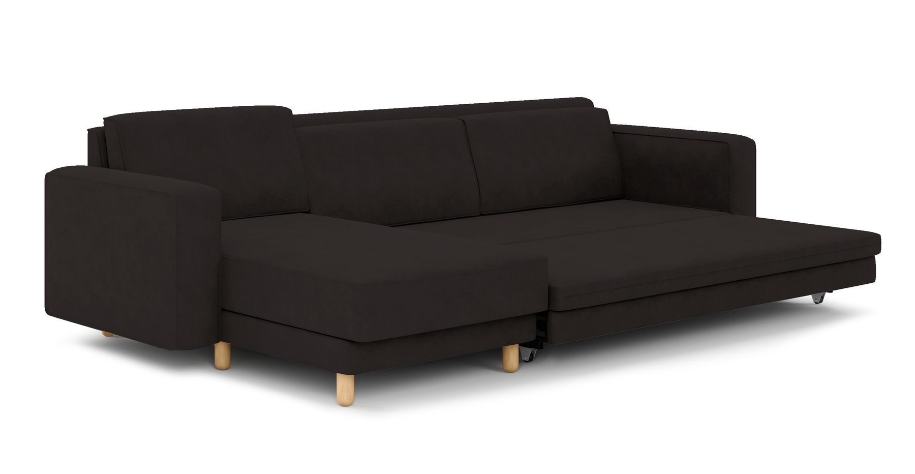 Losa 317 x 166 Yataklı Köşe Silindir Ahşap Ayak - Kadife