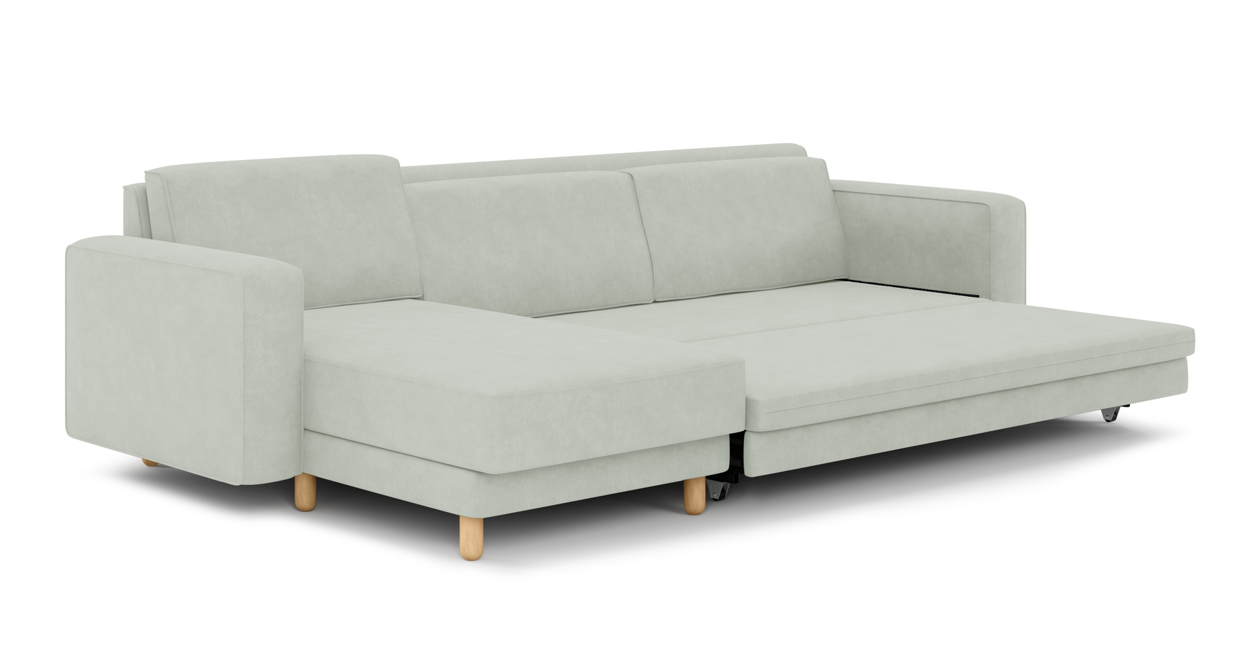 Losa 317 x 166 Yataklı Köşe Silindir Ahşap Ayak - Kadife