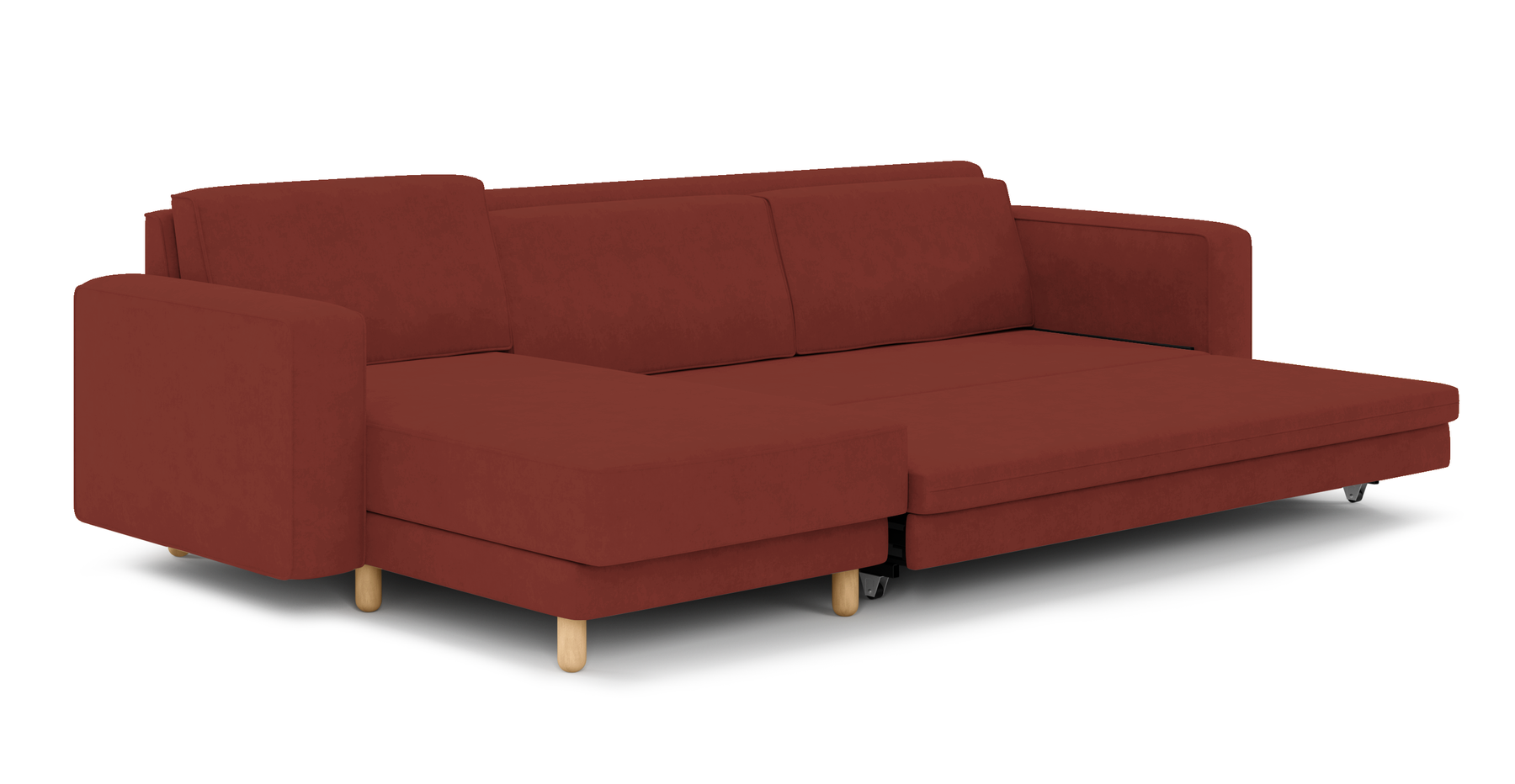 Losa 317 x 166 Yataklı Köşe Silindir Ahşap Ayak - Kadife
