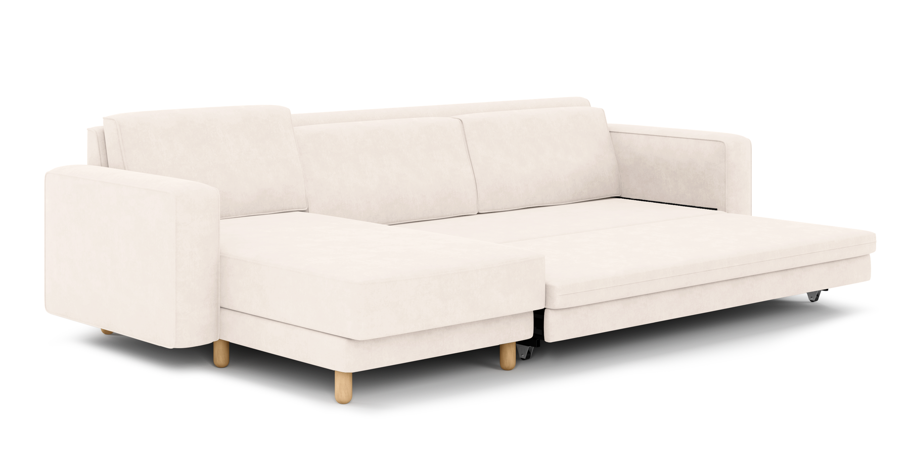 Losa 317 x 166 Yataklı Köşe Silindir Ahşap Ayak - Kadife