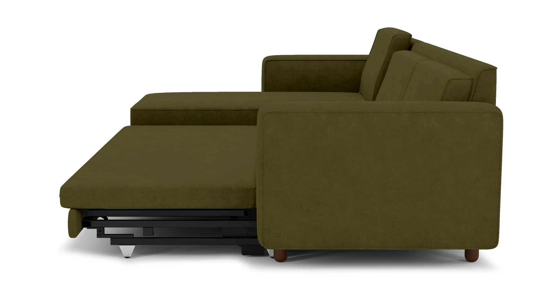 Losa 317 x 166 Yataklı Köşe Silindir Ahşap Ayak - Kadife