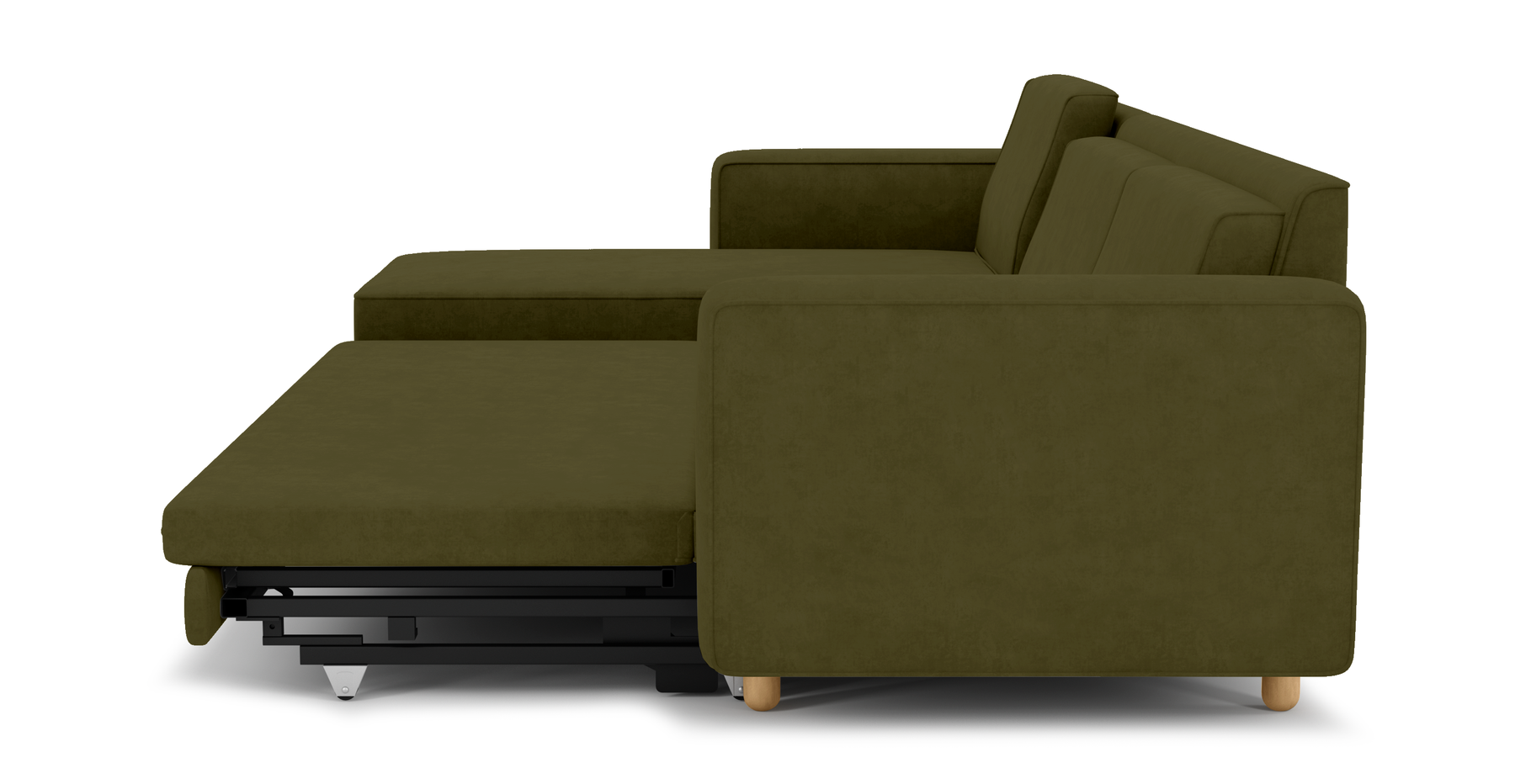 Losa 317 x 166 Yataklı Köşe Silindir Ahşap Ayak - Kadife