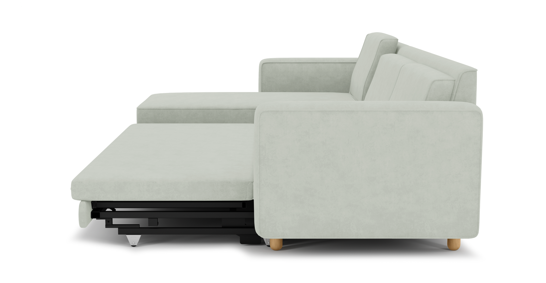 Losa 317 x 166 Yataklı Köşe Silindir Ahşap Ayak - Kadife