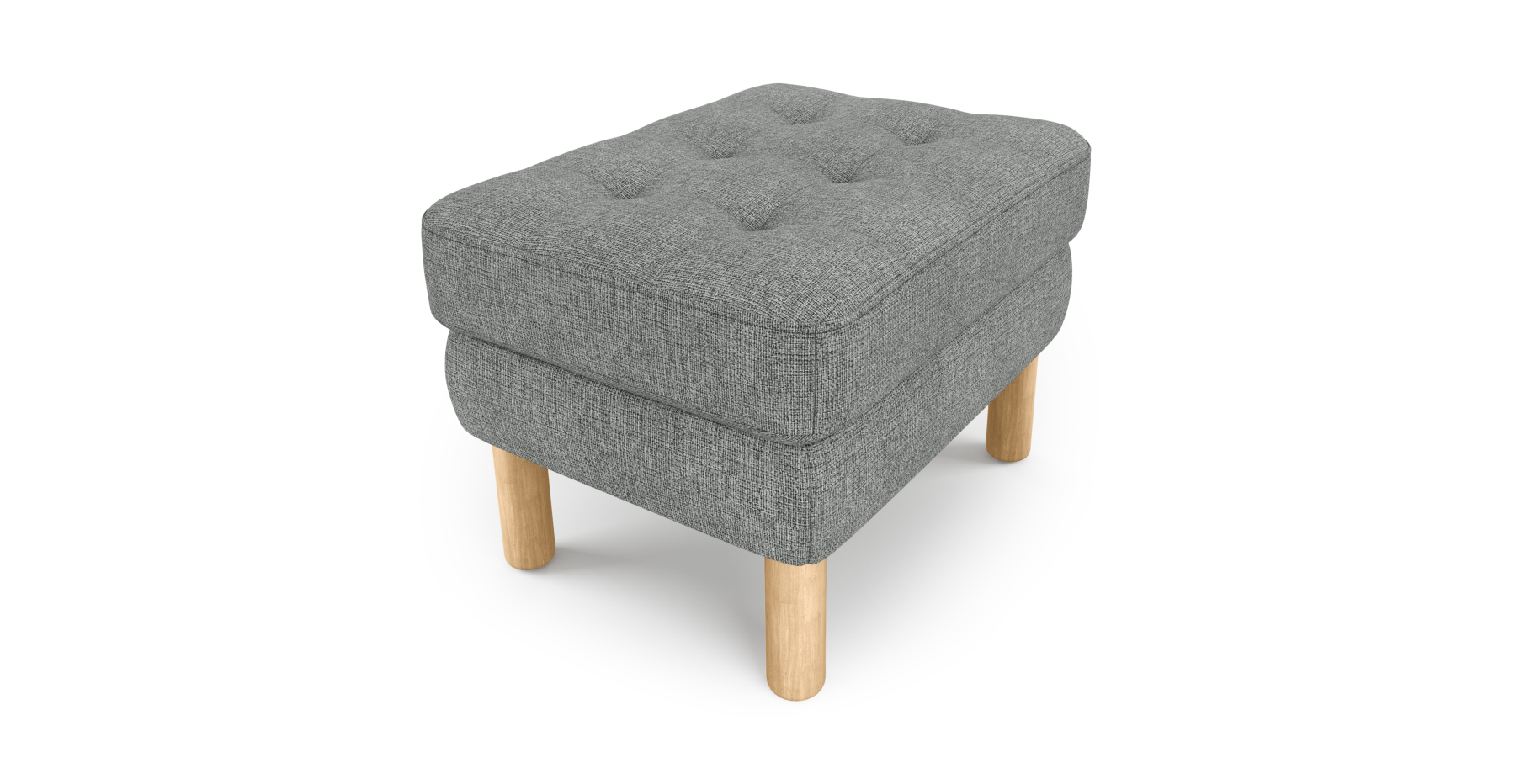 Modsy Puf Small Silindir Ahşap Ayak - Keten