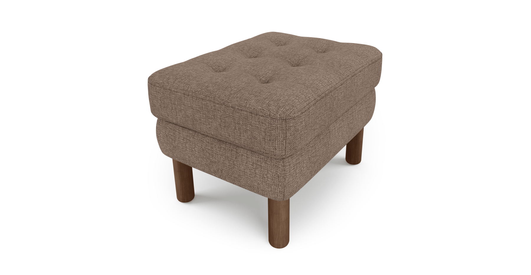 Modsy Puf Small Silindir Ahşap Ayak - Keten