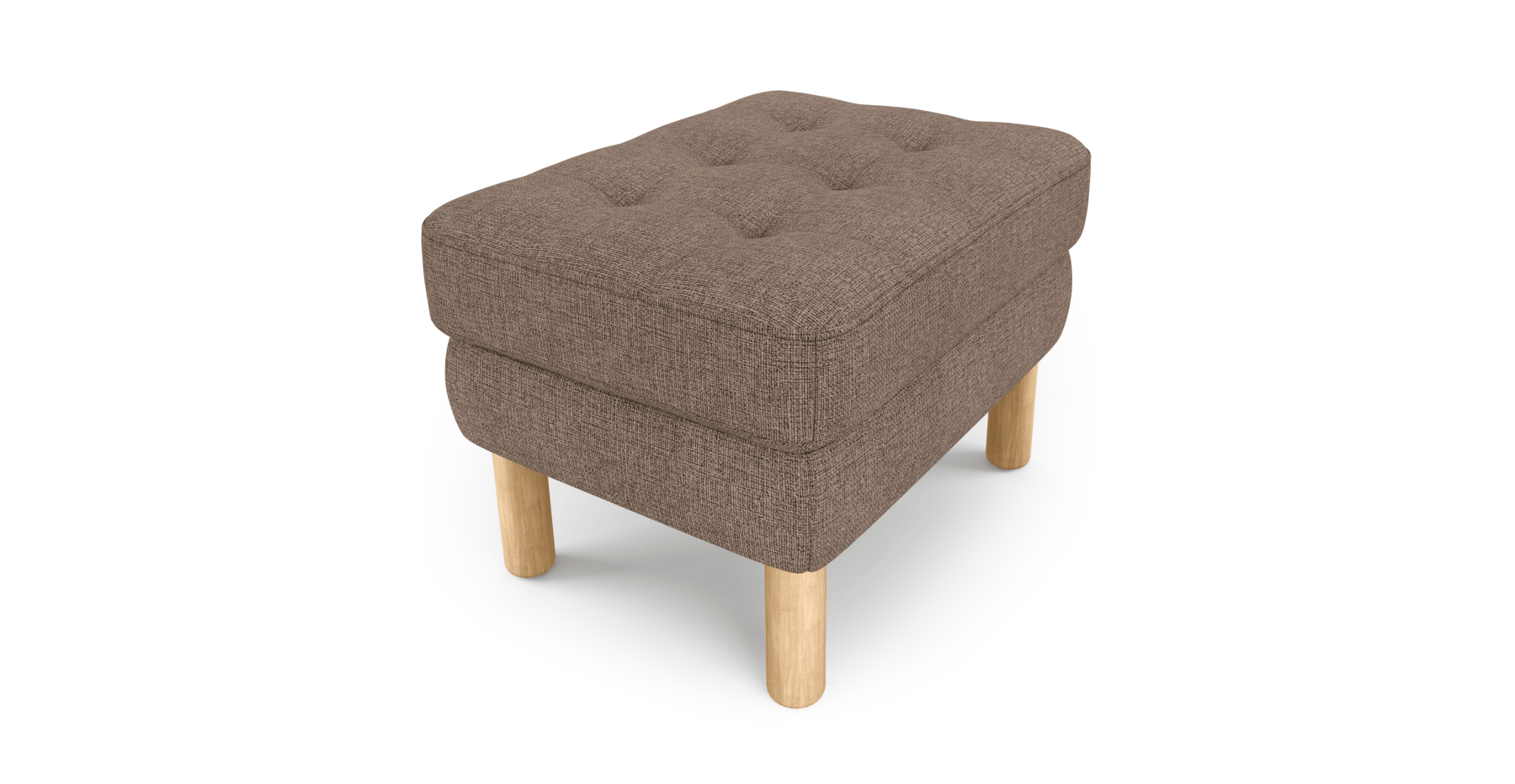 Modsy Puf Small Silindir Ahşap Ayak - Keten
